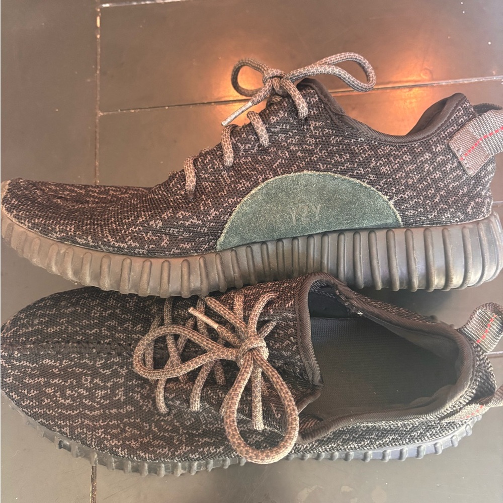 Yeezy Black and Gray Knit Sneakers